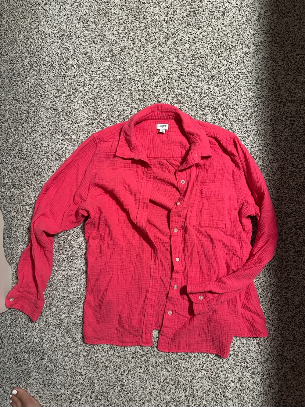 J. Crew Bright Pink Button-Front Gauze Shirt